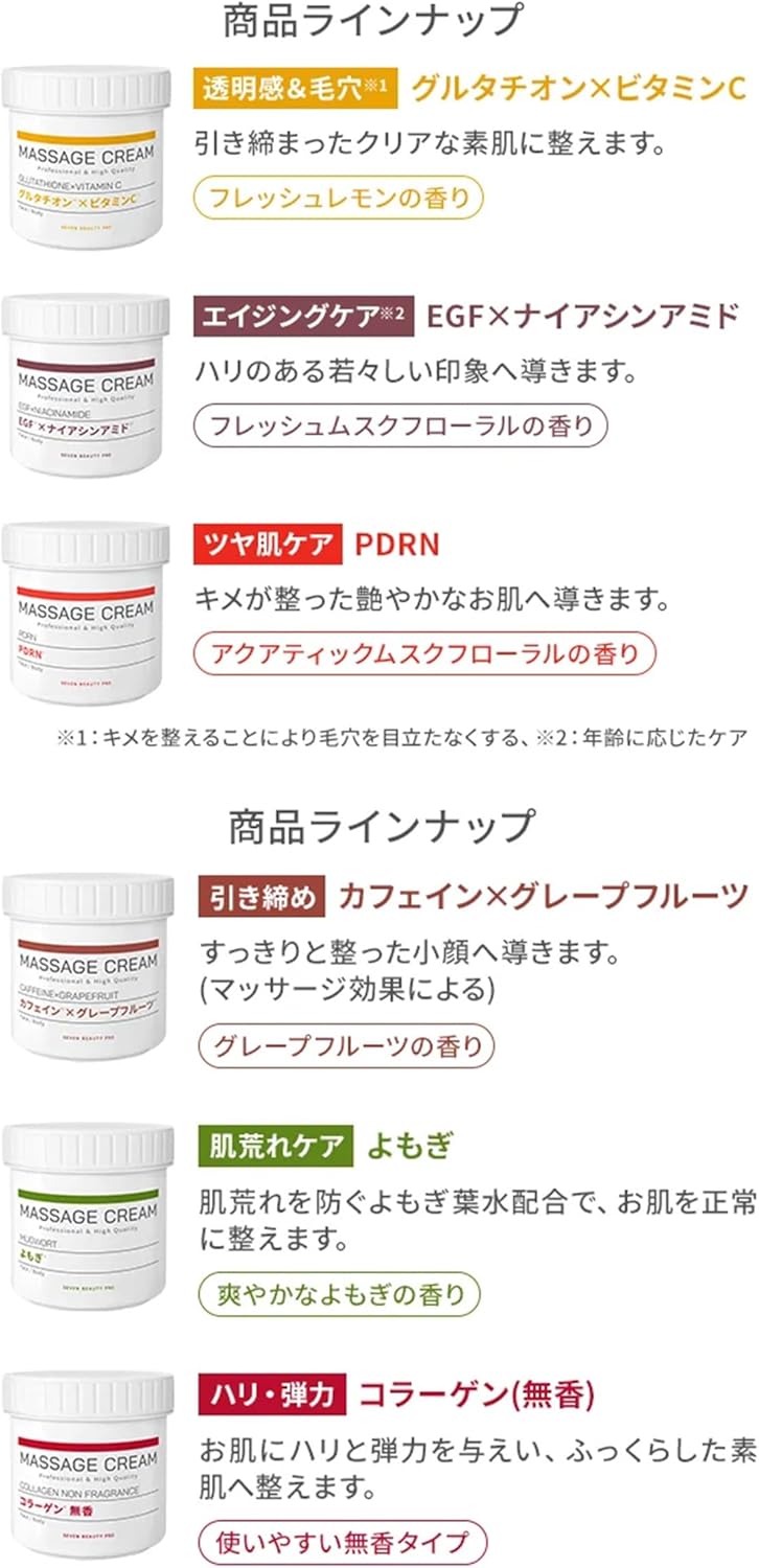 [SEVEN BEAUTY PRO] マッサージクリーム よもぎ 450g [ 業務用 大容量 顔 ボディ 拭き取り不要 むくみ フェイシャル フェイス ] 画像5
