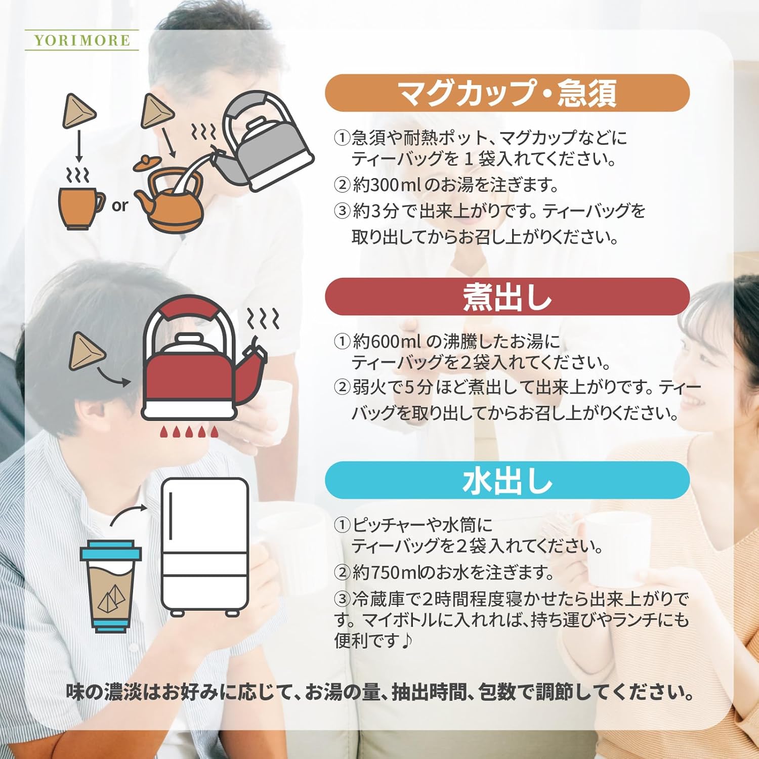 YORIMORE よもぎ茶 ヨモギ茶 ティーバッグ 水出し 国産 【医師＆管理栄養士監修】 健康茶 ノンカフェイン 残留農薬検査済み (30包, よもぎ茶) 画像9